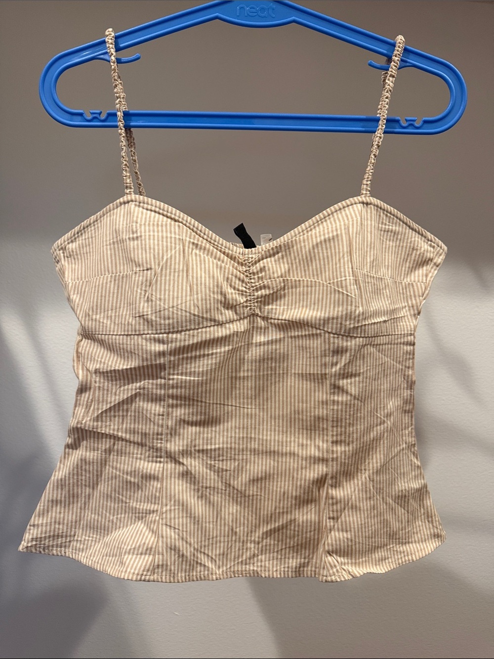 H & M Beige Striped Spaghetti Strap Cami Top Size S